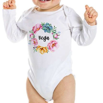 Baby Body bedrucken mit Designs und Namen | Baby Body Langarm | Aus Baumwolle | Geschenkidee zur Geburt