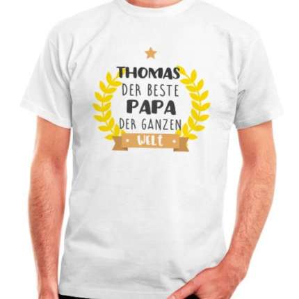Herren T-Shirts zum Vatertag "Der beste Papa der Welt"  | 100% Baumwolle | Premium Digitaldruck | T-Shirts Bedrucken | Vatertagsgeschenk