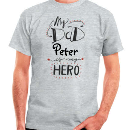 Herren T-Shirts zum Vatertag "My dad is my hero"  | 100% Baumwolle | Premium Digitaldruck | T-Shirts Bedrucken | Vatertagsgeschenk
