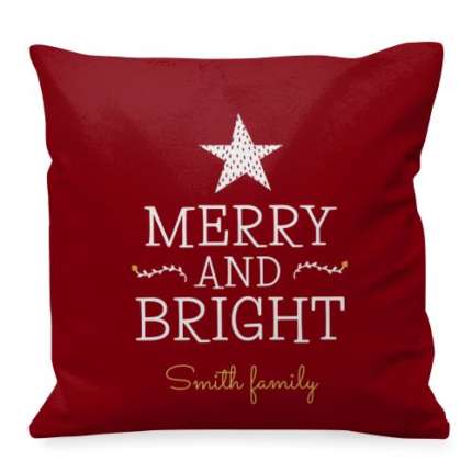 Weihnachtskissen mit Namen "Merry and Bright"