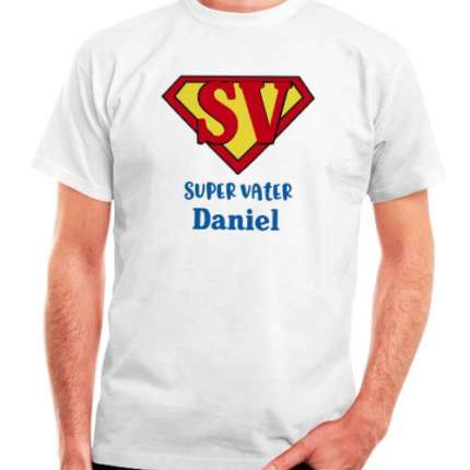 Herren T-Shirts zum Vatertag "Super Vater"  | 100% Baumwolle | Premium Digitaldruck | T-Shirts Bedrucken | Vatertagsgeschenk