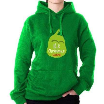 Personalisierte Weihnachts-Hoodie - Schreiben Sie Ihren Namen mit "Grinch-Design" auf dem Hoodie