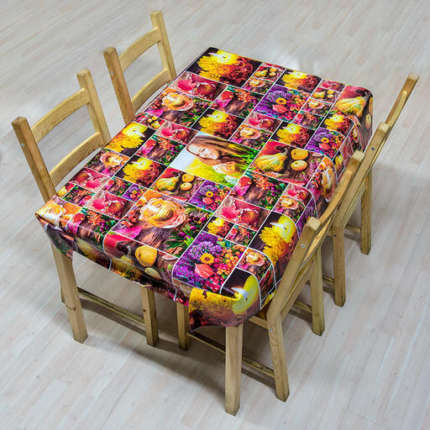 Wachstuch Tischdecke mit Foto und Text bedrucken  | 110 x 100 cm | Zugelassen für Verwendung mit Lebensmitteln