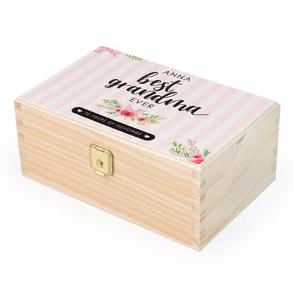 Rechteckige Holztruhe Box mit Text und Foto selbst gestalten | 17 x 11 cm | In Vollfarbe personalisierbar Holzbox bedrucken zum Muttertag