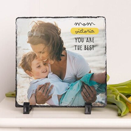 Foto auf Schieferplatte zum Muttertag | 20 x 15 cm | Vollfarbdruck | Mit Stütze zum Aufstellen | Muttertagsgeschenk