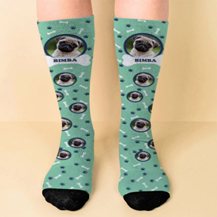 Personalisierte Hunde Socken | Hund Gesicht Socken Bedrucken mit Foto | Vollflächiger Farbdruck