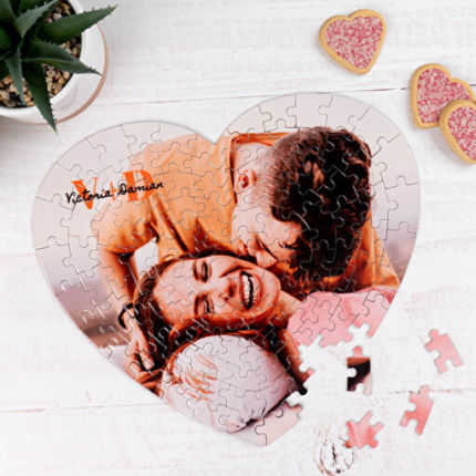 Fotopuzzle Herzform selbst gestalten | 111 Teile | 35x31 cm | Kreiere deinen eingenen Puzzle | Geschenkidee zum Valentinstag