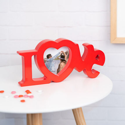 Holz-Bilderrahmen Love Personalisiert | 26 x 13 cm | Rot | Geschenkidee zum Valentinstag