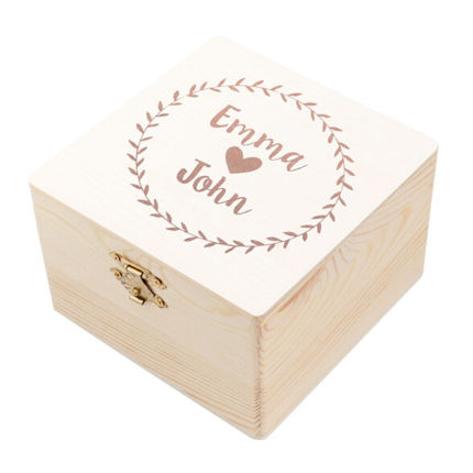Quadratische Holztruhe Box mit Text und Foto selbst gestalten | 12 x 12 cm | In Vollfarbe personalisierbar Holzbox bedrucken