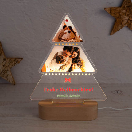 3D Lampe Weihnachtsbaum Form zum selber gestalten - Lampe LED mit foto - Weihnachtsdeko selbst gestalten