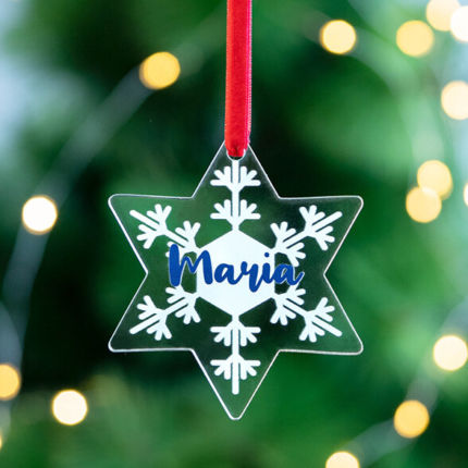 Acryl Weihnachtsschmuck in Stern Form zum selber gestalten | Personalisiert mit Name oder Foto | Weihnachtsdekoration bedrucken