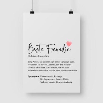 Beste Freundin Definition - Personalisiertes Poster