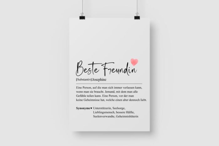 Beste Freundin Definition - Personalisiertes Poster