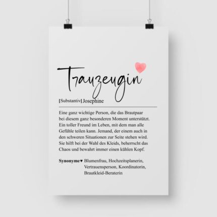 Trauzeugin Definition - Personalisiertes Poster