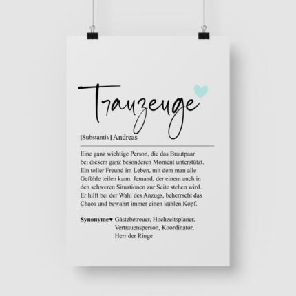 Trauzeuge Definition - Personalisiertes Poster