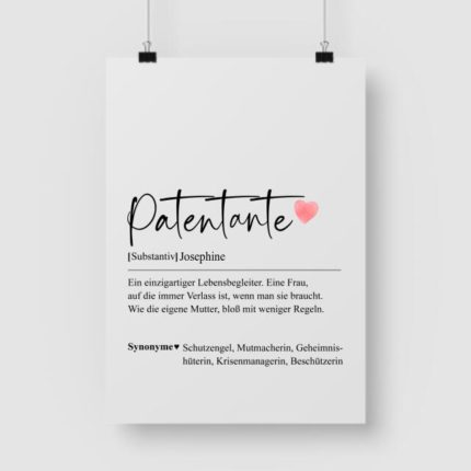 Patentante Definition - Personalisiertes Poster