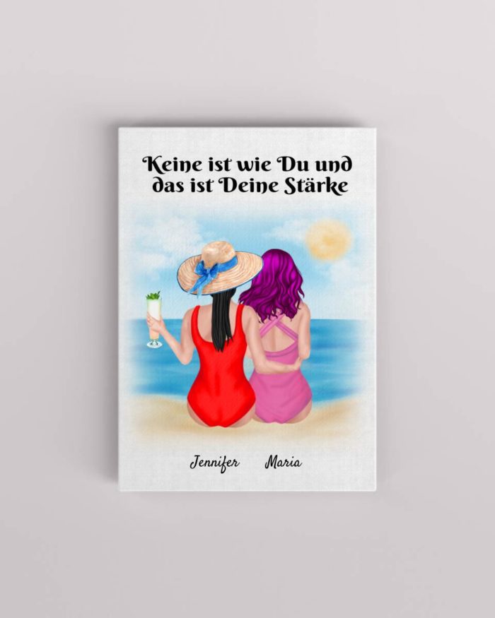 Beste Freundinnen Strand - Personalisierter Kunstdruck (Poster