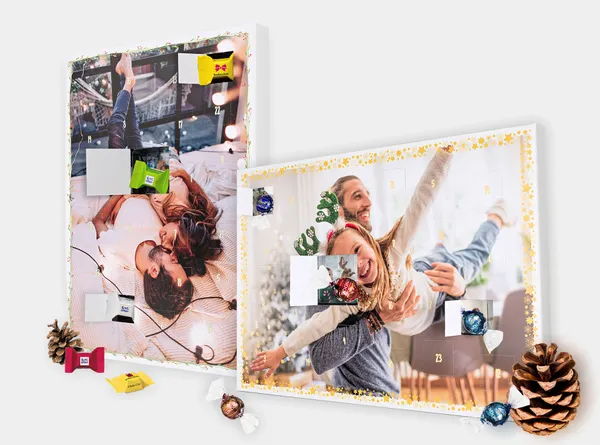 Premium Premium-Adventskalender mit Türchenbildern und Schokolade