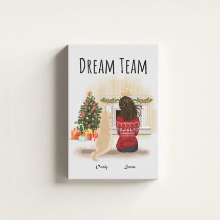 Frau mit Hunden (Weihnachtsedition) - Personalisierter Kunstdruck (Poster