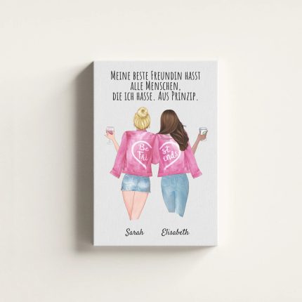 Schwestern Pink -  Personalisierter Kunstdruck (Poster